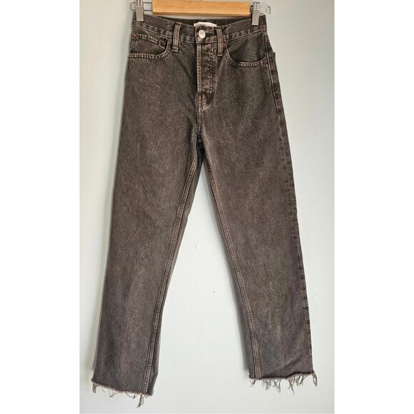 RE/DONE Originals Stove Pipe Jeans in Washed Chocolate, Button fly New, Sz 23 - Picture 3 of 12